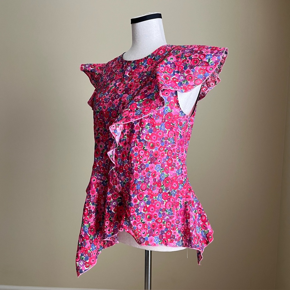 Like New! Hache - Asymetrical Peplum Top in Abstract Floral - 44 IT / U.S. 8 - Picture 5 of 10